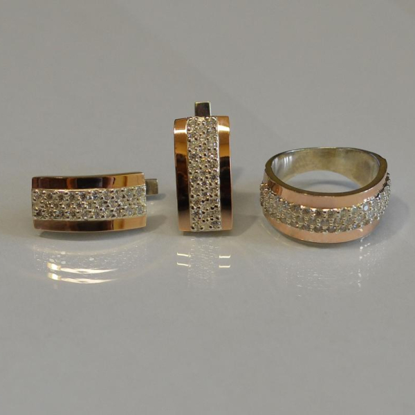 Срібний набір з накладками з золота