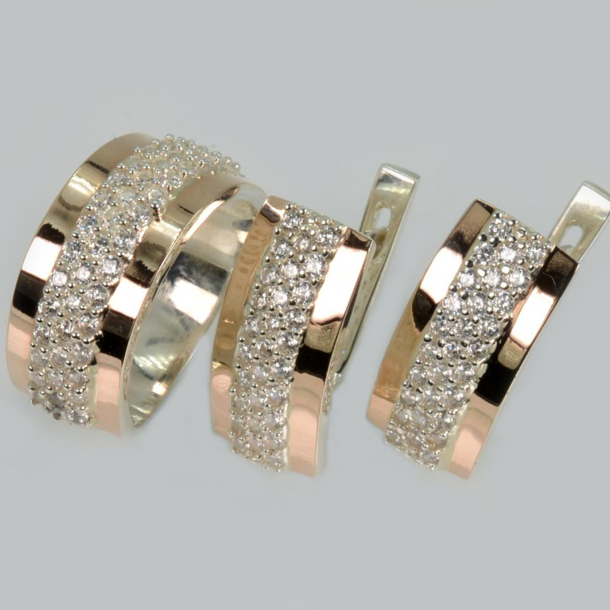 Срібний набір з накладками з золота