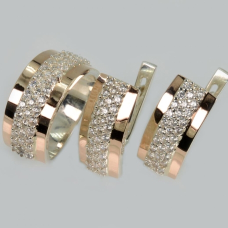 Срібний набір з золотими накладками