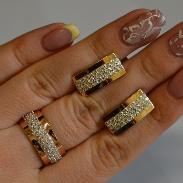 Срібний набір з накладками з золота