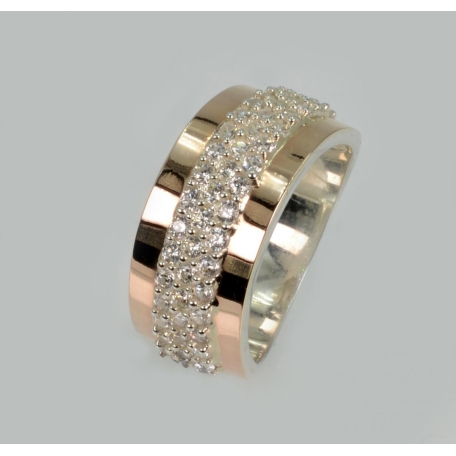 Серебряное кольцо с золотыми напайками