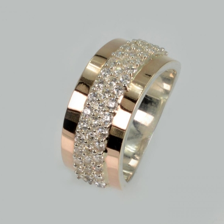 Срібна каблучка з золотими напайками