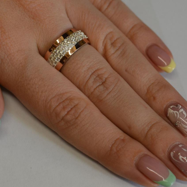 Срібна каблучка з золотими напайками