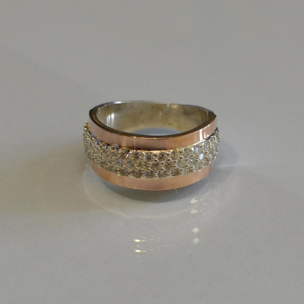 Срібна каблучка з золотими напайками