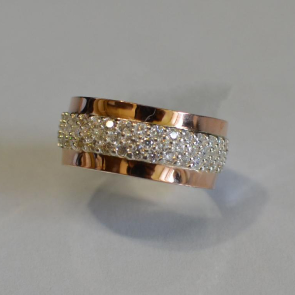 Срібна каблучка з золотими напайками