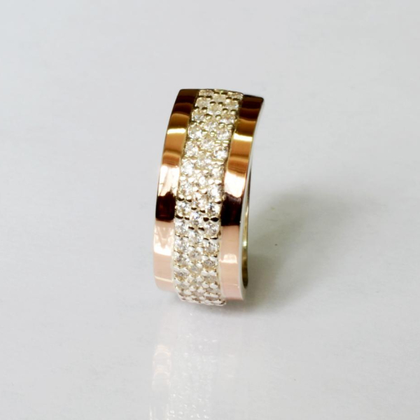 Срібна каблучка з золотими напайками