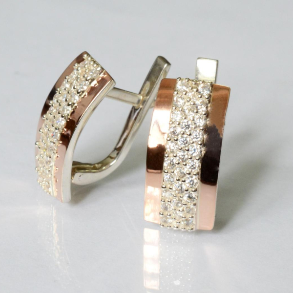 Срібні сережки з золотими вставками