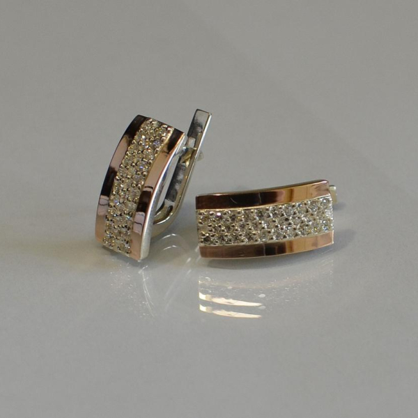 Срібні сережки з золотими вставками