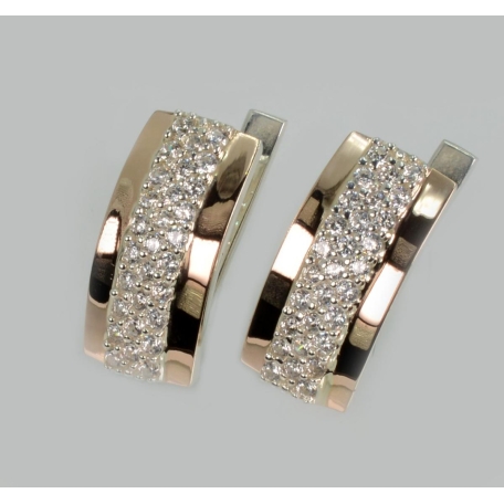 Серебряные серьги с золотыми вставками