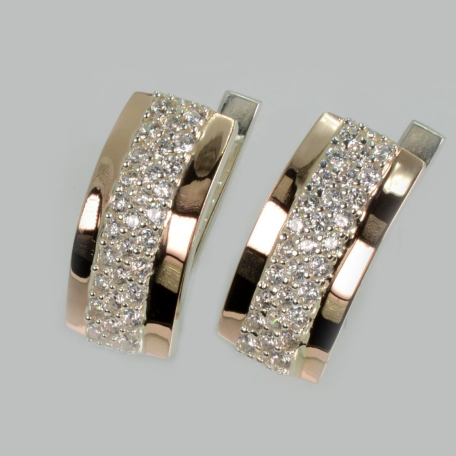 Срібні сережки з золотими вставками