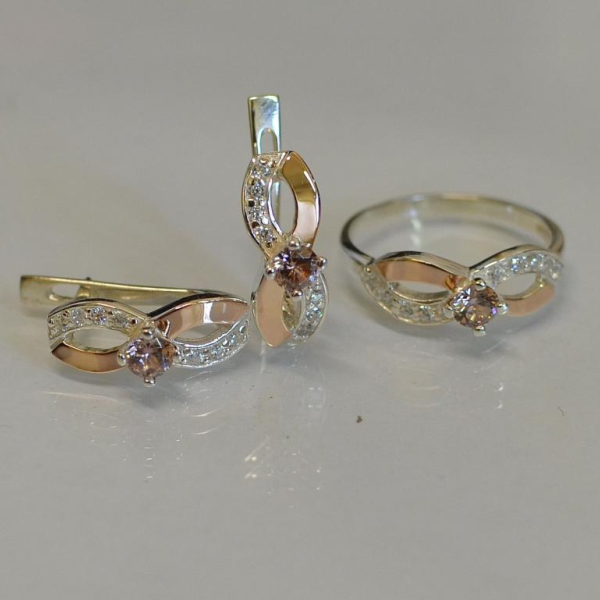 Срібний гарнітур з напайками з золота