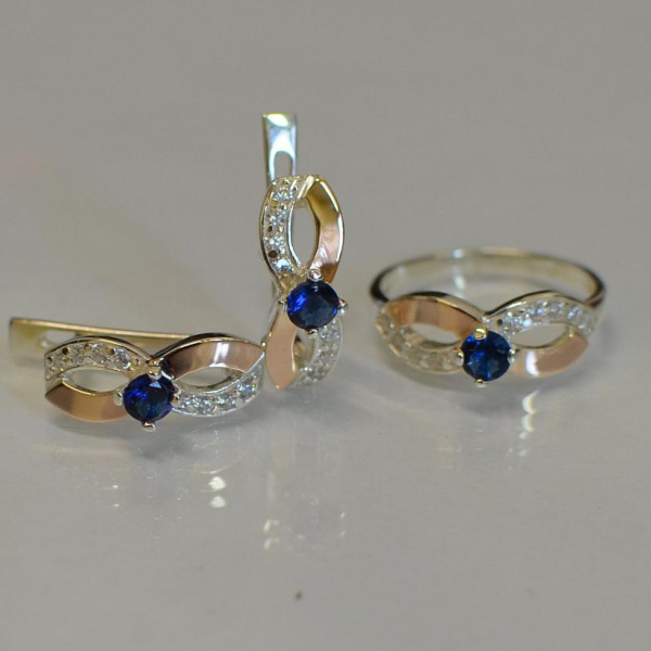 Срібний гарнітур з напайками з золота