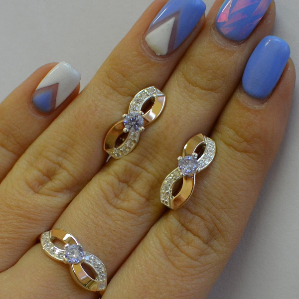 Срібний гарнітур з напайками з золота