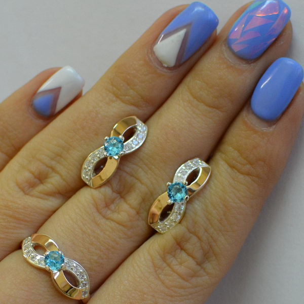 Срібний гарнітур з напайками з золота