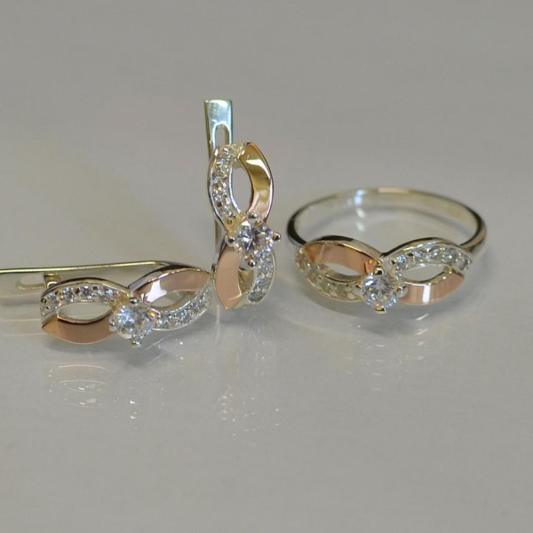 Срібний гарнітур з напайками з золота