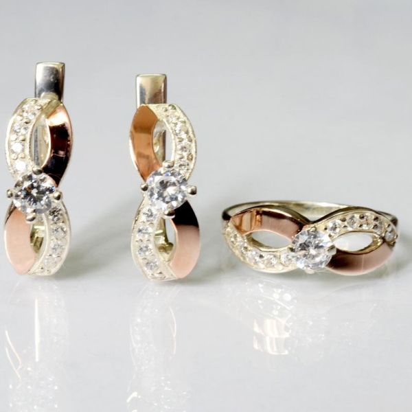 Срібний гарнітур з напайками з золота