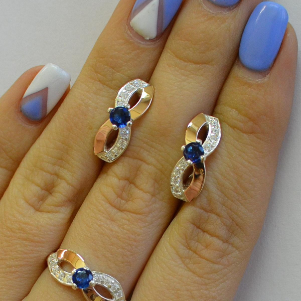 Срібний гарнітур з напайками з золота