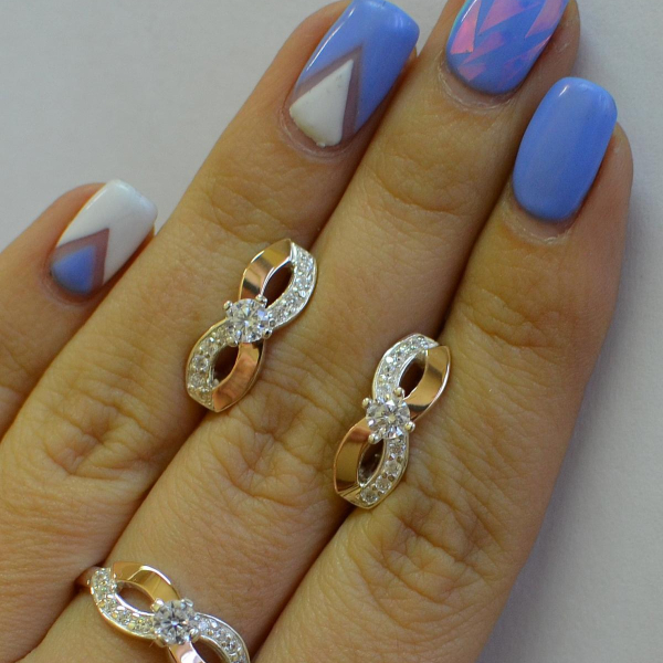 Срібний гарнітур з напайками з золота