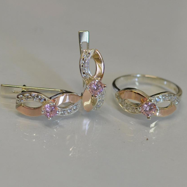 Срібний гарнітур з напайками з золота