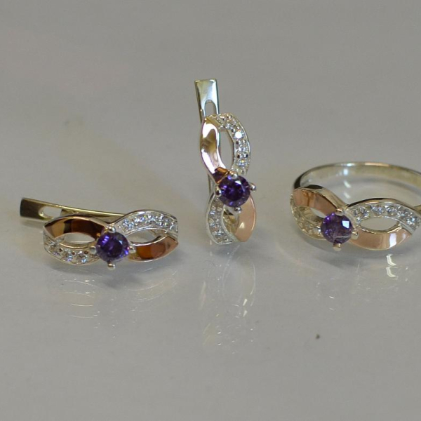 Срібний гарнітур з напайками з золота