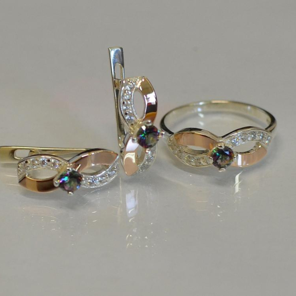 Срібний гарнітур з напайками з золота