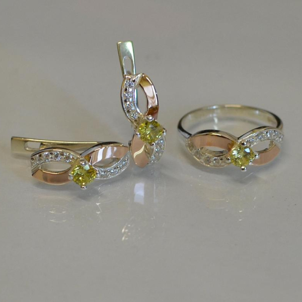 Срібний гарнітур з напайками з золота