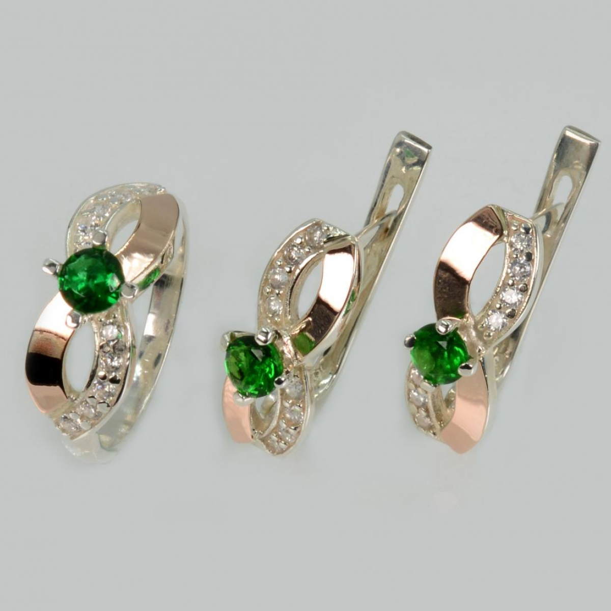 Срібний гарнітур з напайками з золота