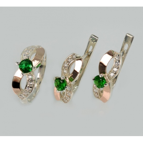 Серебряный гарнитур с напайками из золота