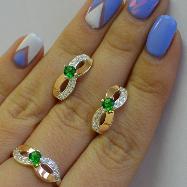 Срібний гарнітур з напайками з золота