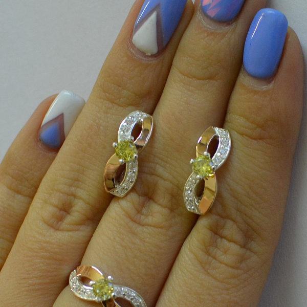 Срібний гарнітур з напайками з золота