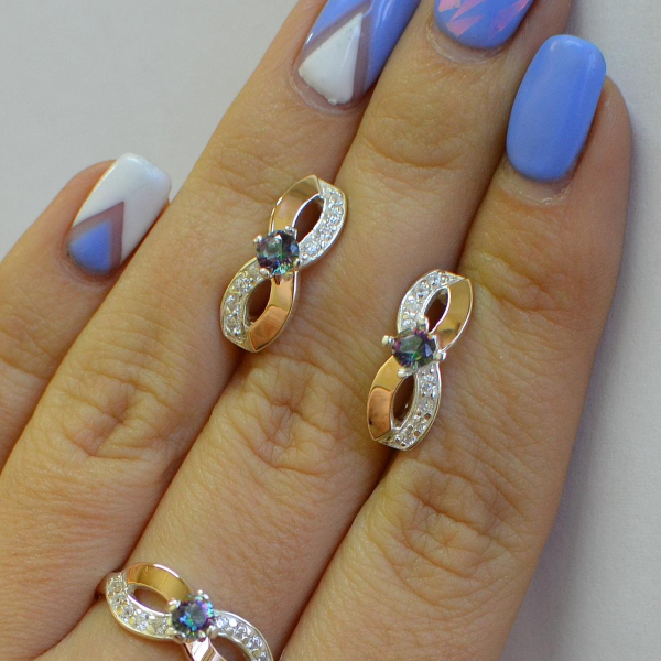 Срібний гарнітур з напайками з золота