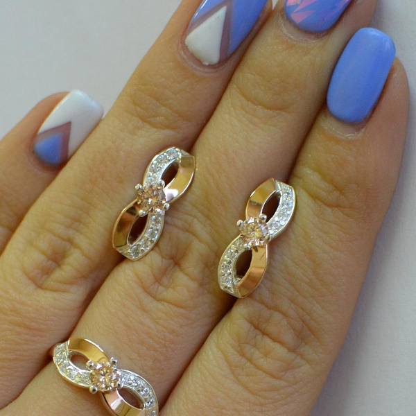 Срібний гарнітур з напайками з золота