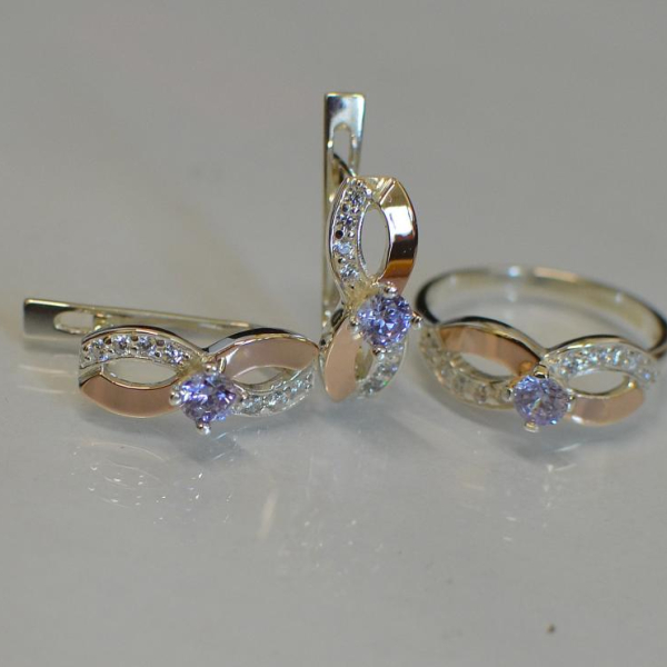 Срібний гарнітур з напайками з золота