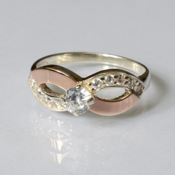 Срібна каблучка з золотими накладками