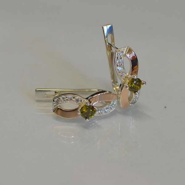 Срібні сережки з золотими пластинами