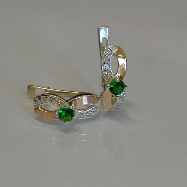 Срібні сережки з золотими пластинами