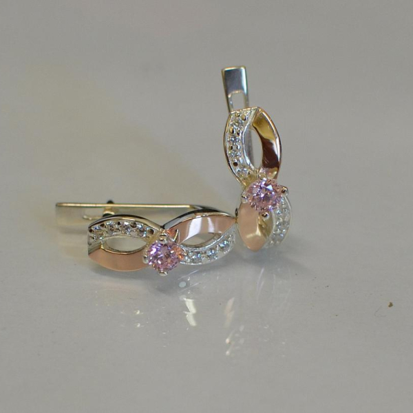 Срібні сережки з золотими пластинами