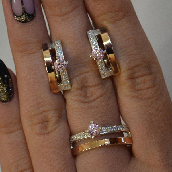 Срібний набір з золотими вставками