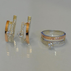 Срібний набір з золотими вставками