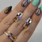 Срібний набір з золотими вставками