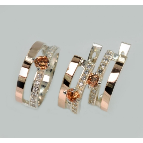 Серебряный набор с золотыми вставками