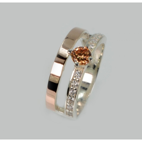 Серебряное кольцо с  накладками из золота