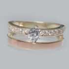 Срібна каблучка з накладками з золота