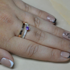 Срібна каблучка з накладками з золота