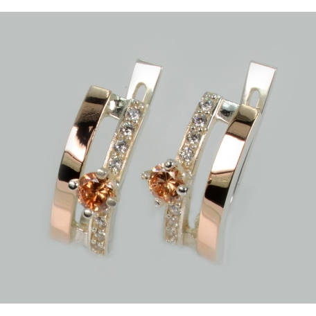 Серебряные серьги с золотыми накладками