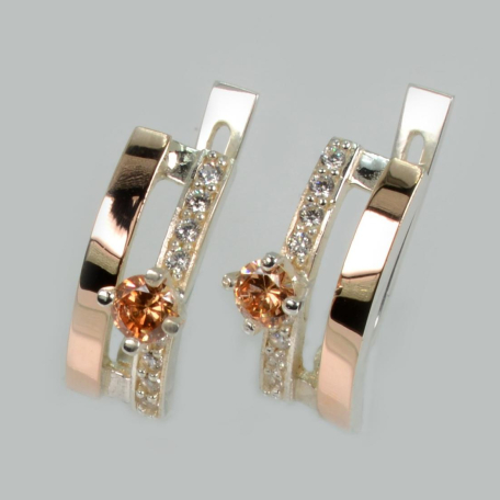 Срібні сережки з золотими накладками