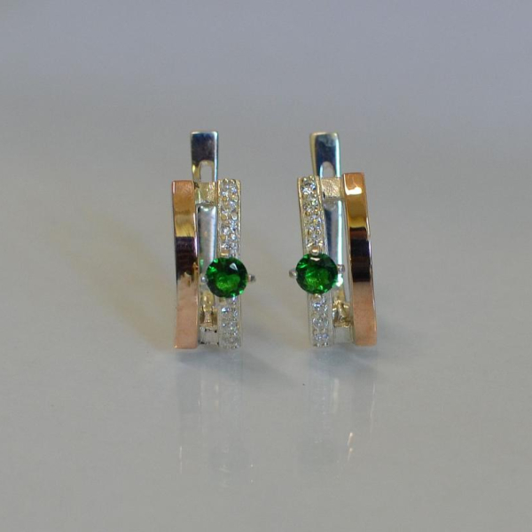 Срібні сережки з золотими накладками