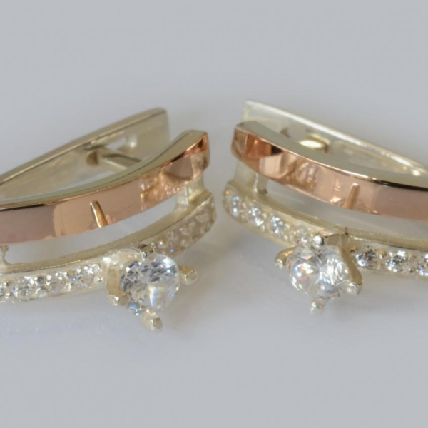 Срібні сережки з золотими накладками