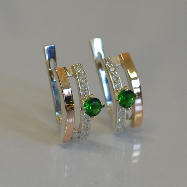 Срібні сережки з золотими накладками