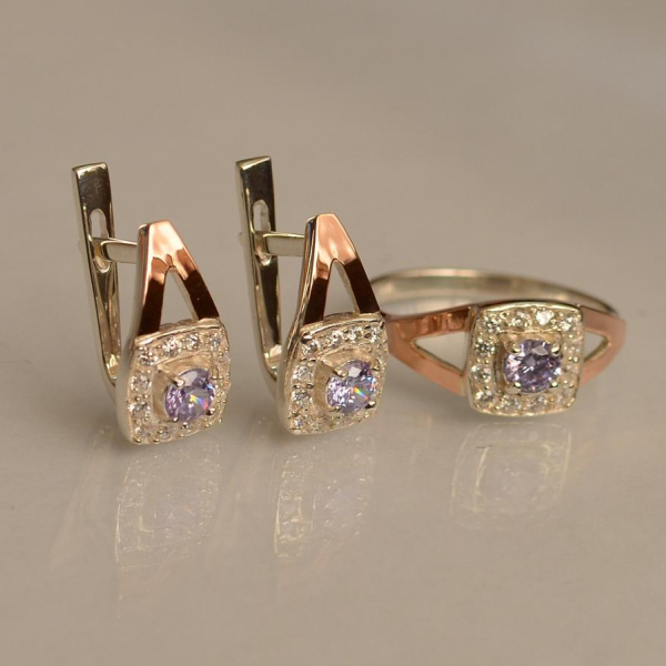 Срібний гарнітур з золотими пластинами